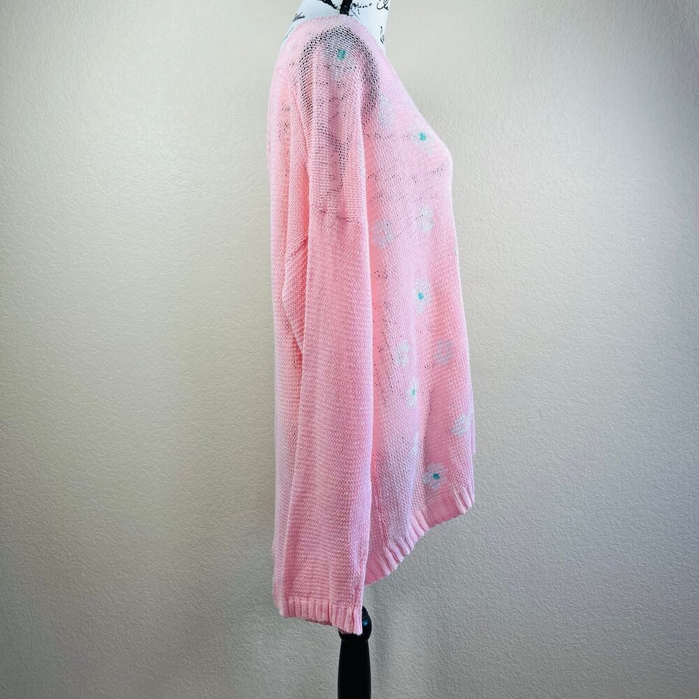 Mine Girly Daisy Print Long Sleeve Corset Back Knit Pullover Sweater Top Edge 3X - Picture 9 of 16